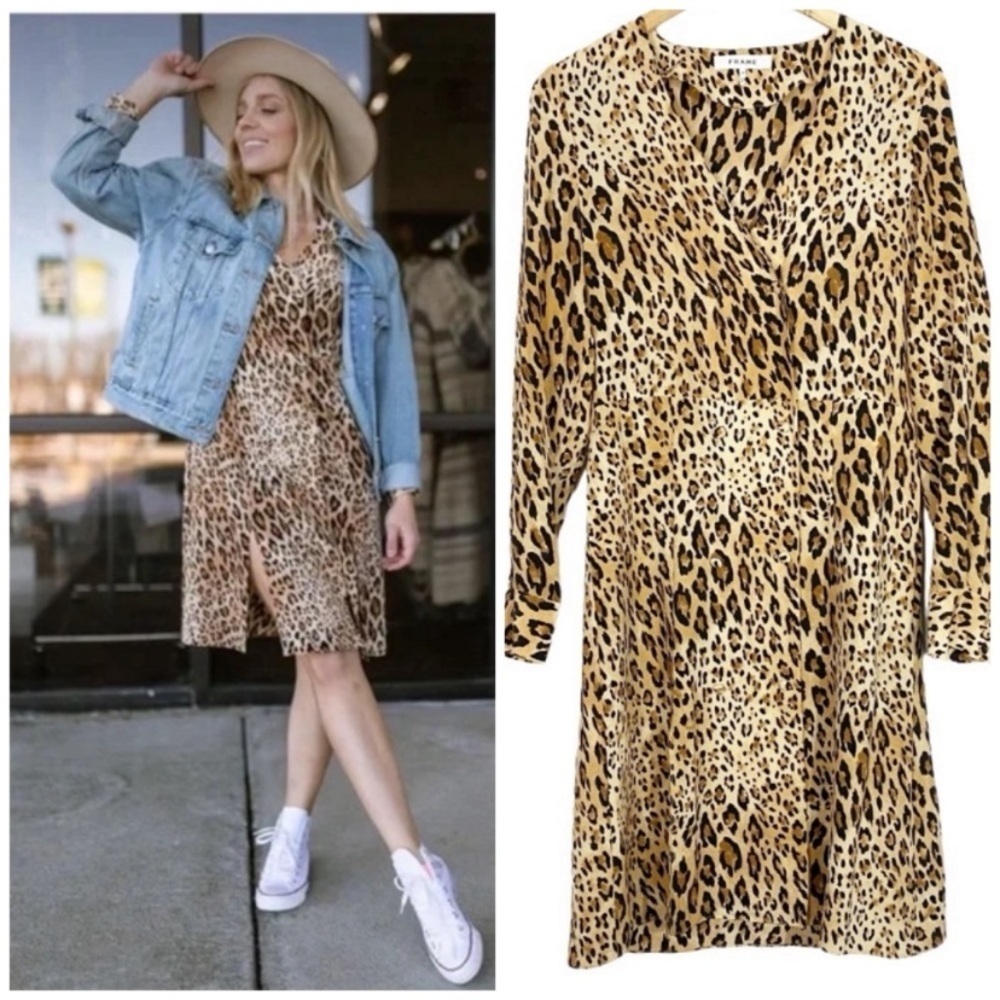FRAME Leopard Print Silk Dress NWOT